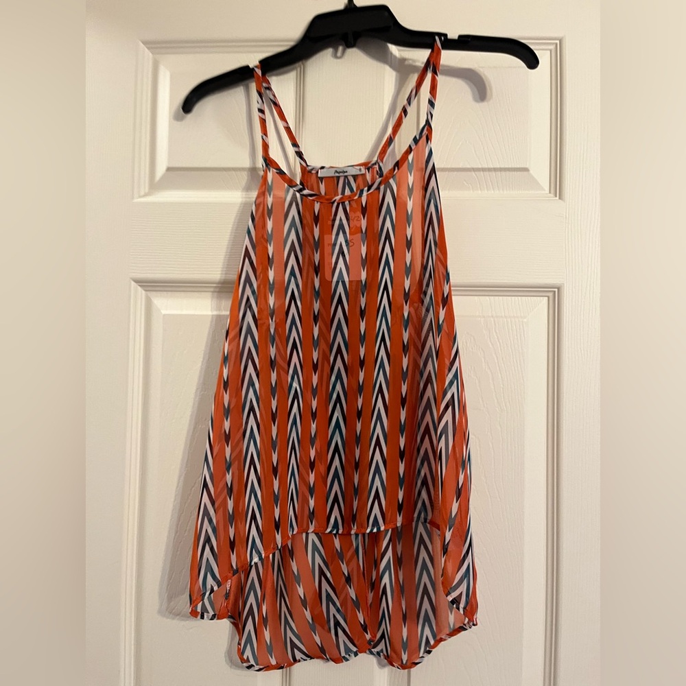 Orange Chevron Strappy Top